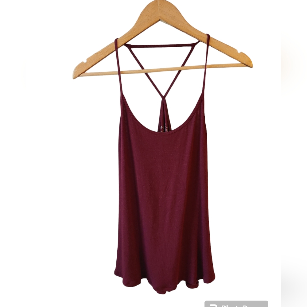 Whisper Carolina Tank Top Maroon/Wine Colored Strappy Back Size Medium